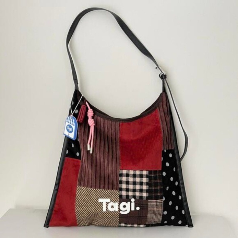 Patchwork Shoulder Bag - Red and Black - image 2